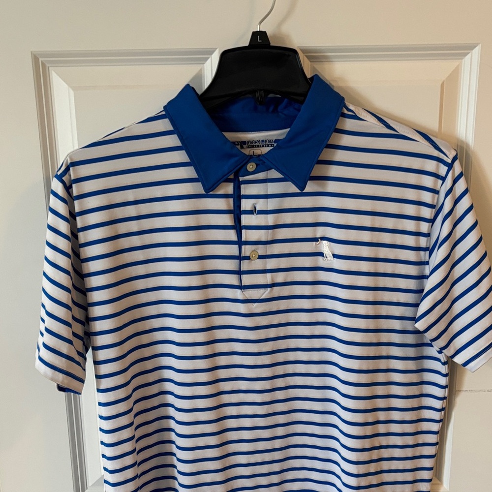 Local Boy Blue and White Striped Men's Polo Shirt